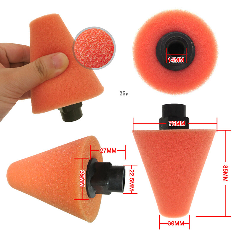 75mm Diameter Foam Buffing Polishing Cone Sponge Pads for Car Wheel Hub