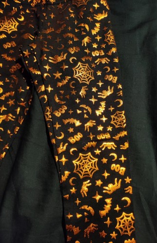 Wonder Nation Girls Black Spider Web Boo Halloween Leggings Size XS - Picture 3 of 3