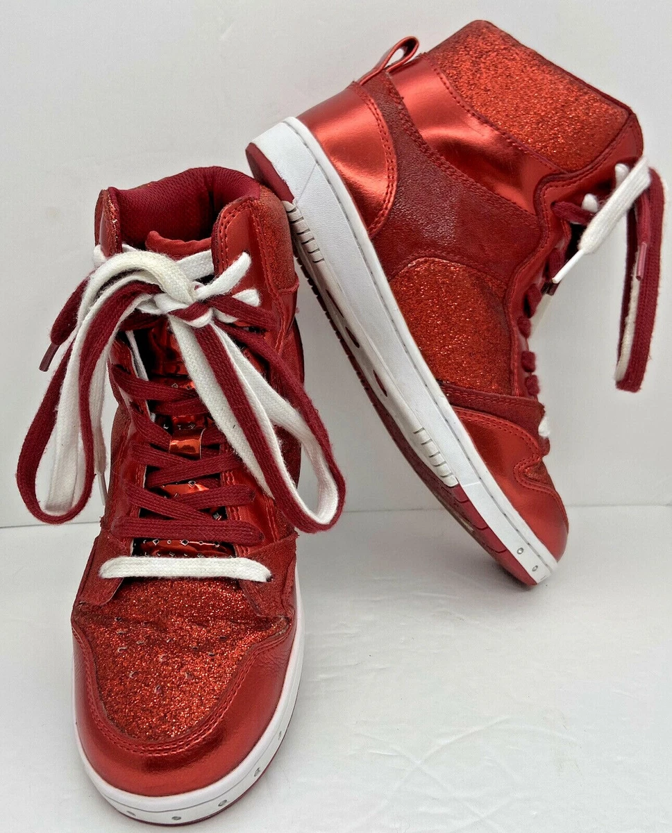 PASTRY Youth Glam Pie Glitter Red High Top Leather Sneaker US Size 7