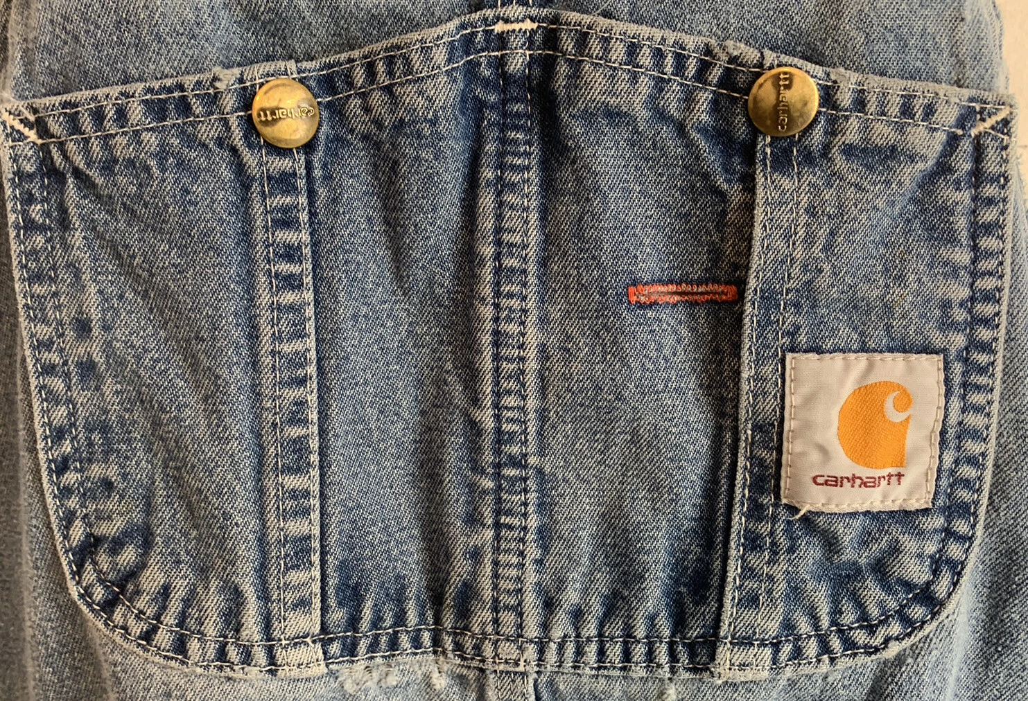 Carhartt Men’s Bib Denim Overalls Blue 100% Cotton Size 44” x 30”