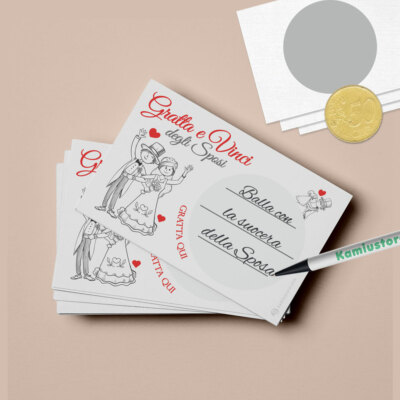 Gratta E Vinci Personalizzabili Per Matrimoni - Confezione Da 25 Biglietti In Bianco Panna