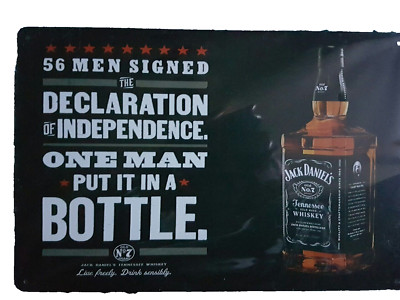 Jack Daniels Unabhängigkeitserklärung Blechschild Plakette Männerhöhle KOSTENLOSER VERSAND