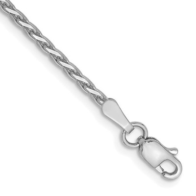 14K Solid White Gold 1.9mm Parisian Spiga Wheat Link Chain Bracelet