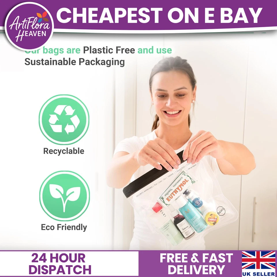 CLEAR AIRPORT SECURITY LIQUID BAGS Plastic Seal HOLIDAY Travel HAND LUGGAGE - Image 3 of 4