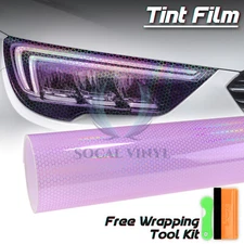Headlight Hex Holographic Gloss Purple Taillight Tint Film Fog Light Honeycomb