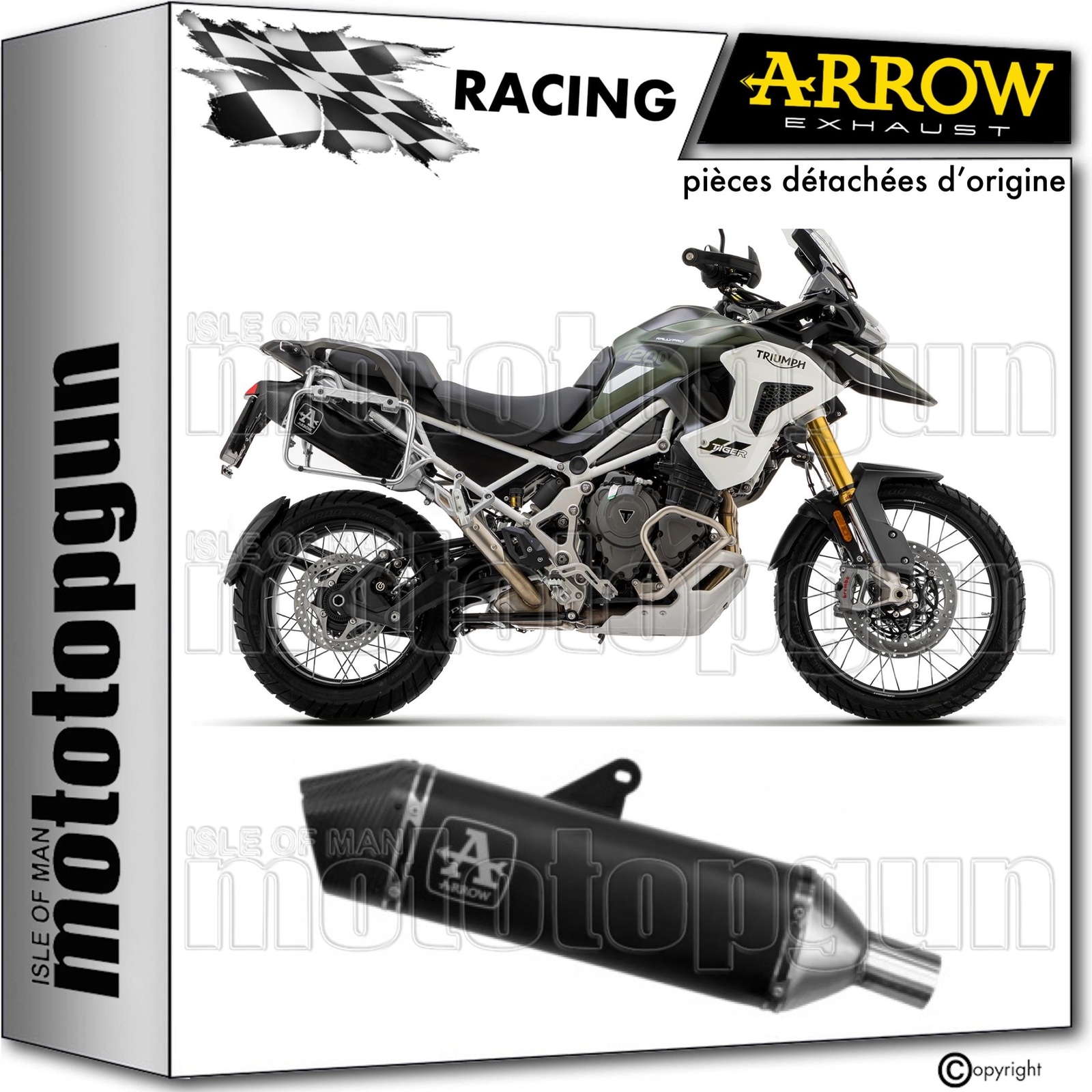 Silencieux echappement moto Arrow noir C Veloce pour Triumph Tiger 1200
