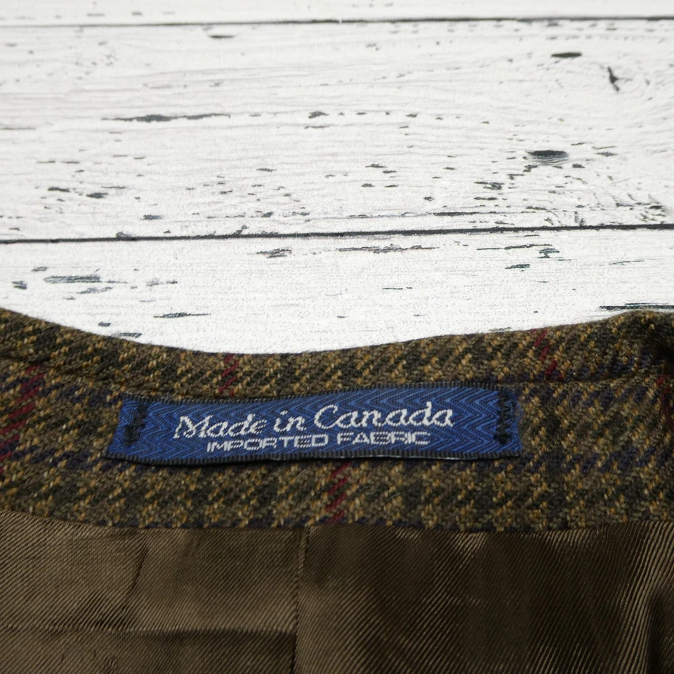 Jean-Paul Germain Wool Sport Coat 42R Brown Blazer Houndstooth Tweed - Image 3 of 4