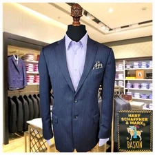 $498 VTG Hart Schaffner Slim Fit Bespoke Blazer Blue Mens 40L Sport Suit Coat