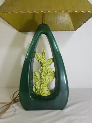 Royal Haeger Table Lamp Blue Green Chartreuse Drip Glaze Mid