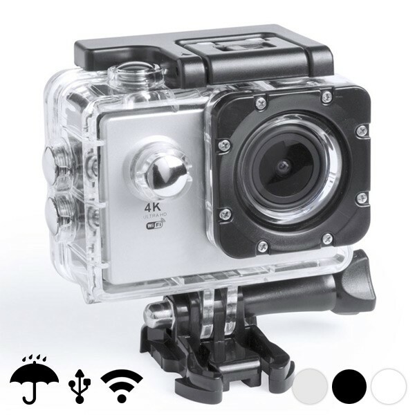 Caméra de sport 4K WiFi étanche sous-marine avec pack complet de 16 accessoires gris
