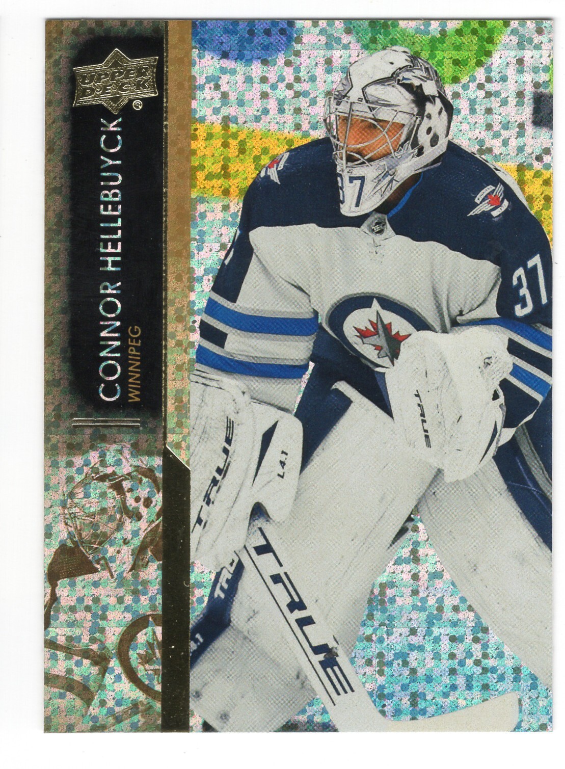 2021-22 Upper Deck Connor Hellebuyck SPECKLED RAINBOW FOIL #446 Winnipeg Jets