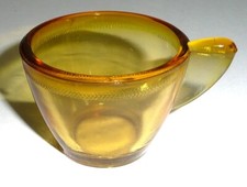 Akro Agate - Large Stippled Band Transparent Topaz Cup s -Glows Under Black Lite