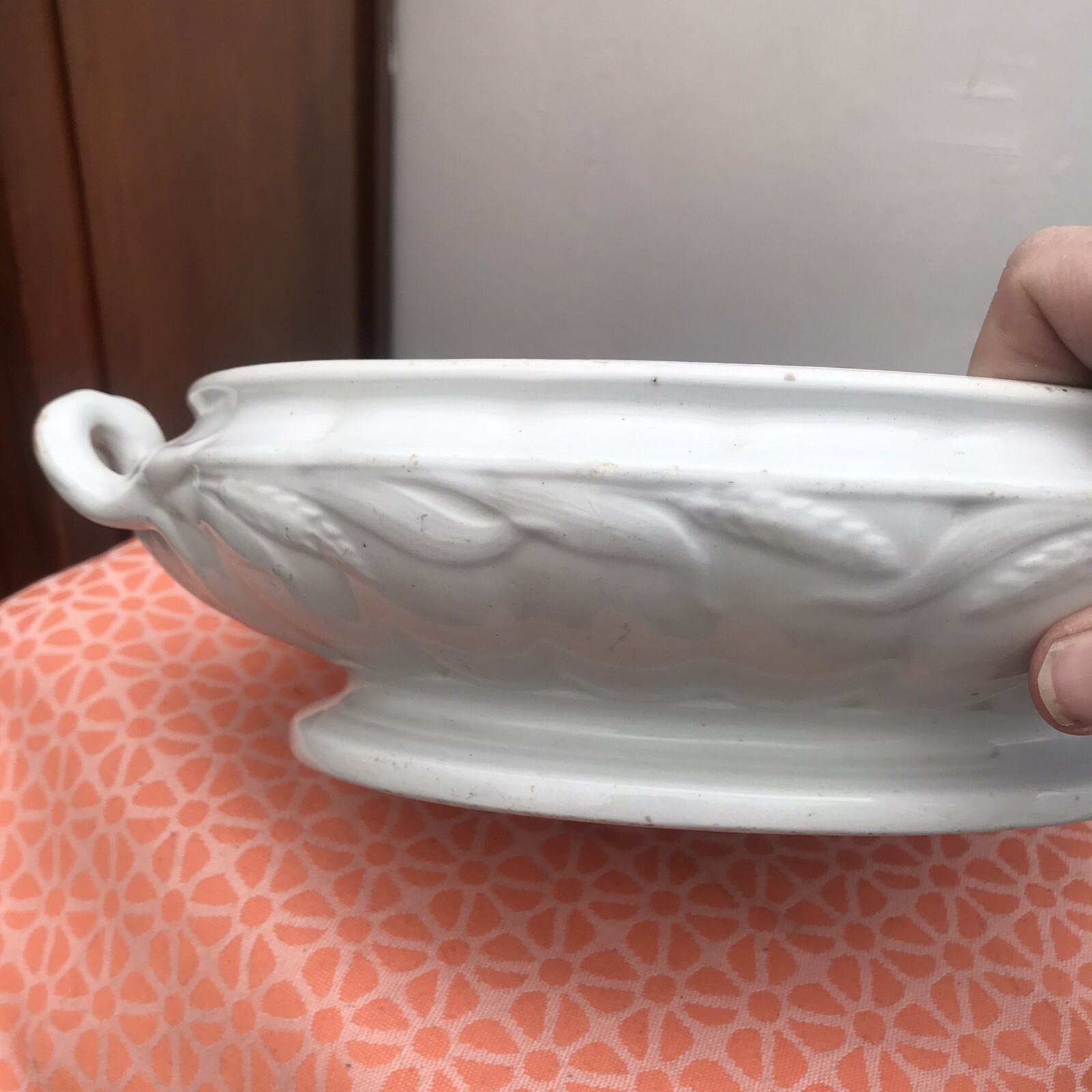 Antique French Ironstone Jardiniere Planter Table Vase Footed White