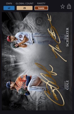 Topps Bunt 2019 Dual Signature Series Cole / Scherzer Astro National Icon...
