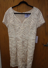 JS COLLECTIONS Womens Beige Short Sleeve Knee Length Dress 16