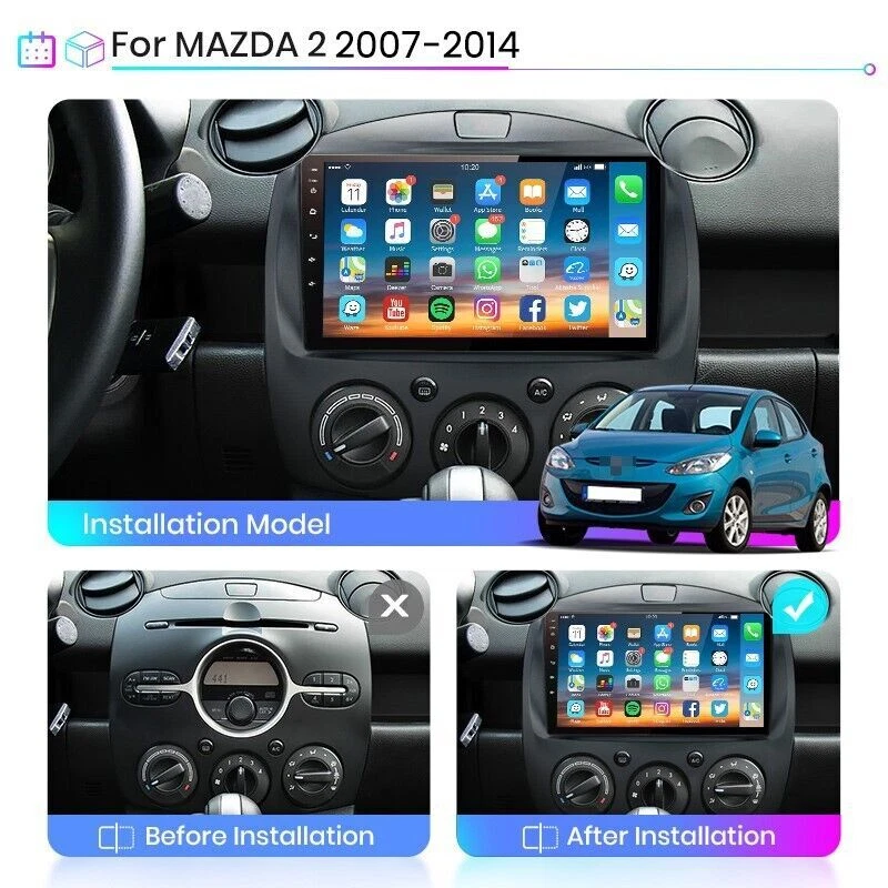 For Mazda 2 2007-2013 Apple Carplay Car Radio GPS NAVI Head Unit Android 13 - image 3 of 4