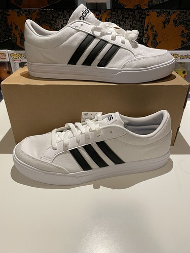 Mens Adidas VS SET White Black Stripes Canvas Athletic Sneaker Shoe AW3889  9.5 | eBay