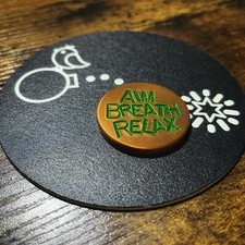 AIM, BREATH, RELAX Hand Made Custom Copper Golf Ball Marker 