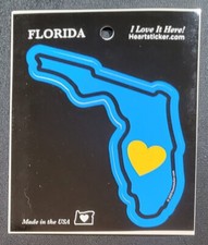 Vinyl Sticker - Heart in Florida - 3.25 x 3.75 Inches