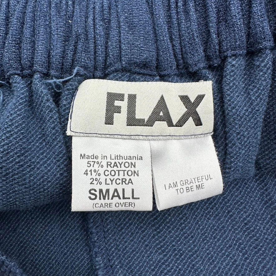 Pantalones Palazzo FLAX Azul Marino Rayón Algodón Pierna Ancha Cintura Elástica Informales Pequeños Foto 2 de 4