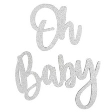 OH Baby Sign Wooden/Silver for Baby Shower Party Backdrop Wall Photo Prop  Ban...