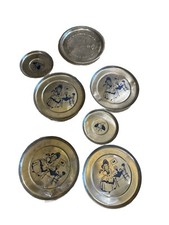 1940s Little Bo Peep Aluminum Toy Dishes/2 Saucers and 4 Plates. 1 Other Plate