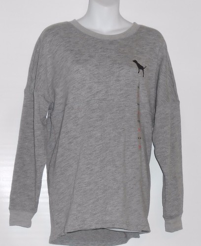 Victoria's Secret Pink French Terry Varsity Logo Crew Clay Gray XS NWT - Picture 2 of 2