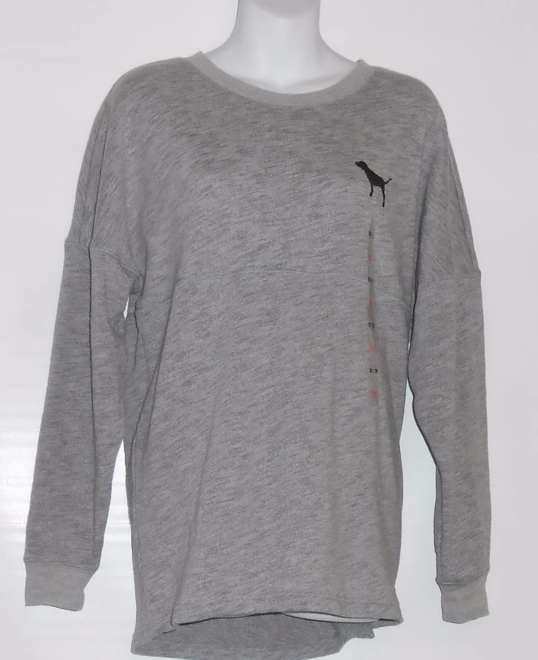 Victoria's Secret Rosa Terry Francés Logo Universitario Crew Gris Arcilla XS NUEVO CON ETIQUETAS Foto 2 de 2