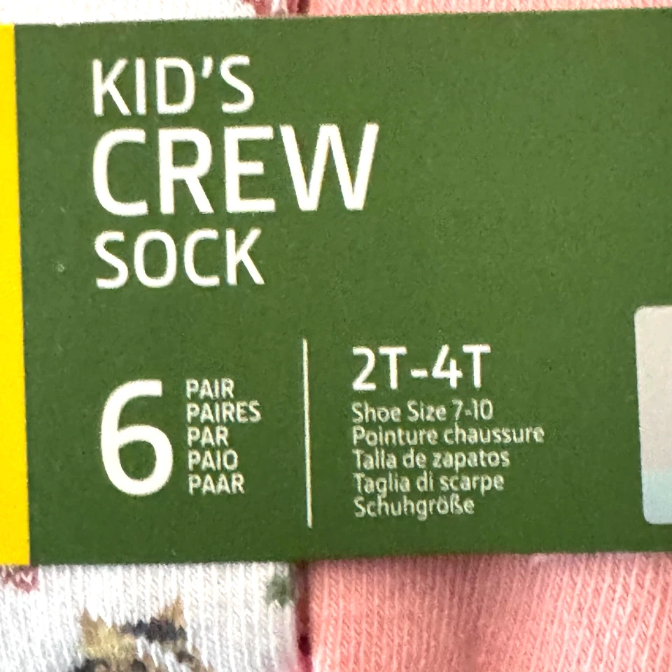 Носки короткие для девочек John Deere упаковка 6 шт. размер 2T-4T сельскохозяйственные животные розовые желтые белые - Изображение 2 из 4