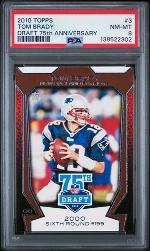 2010 TOPPS DRAFT 75TH ANV #3 TOM BRADY PSA 8