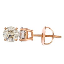 Le Vian 14K Rose Gold Stud Earrings 1 cts Round White Diamond Jewelry for Women