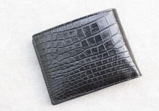 Black Double Side Genuine Crocodile Leather Skin Men's Bifold Wallet E12