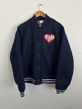 Puma College Logo Wool Varsity Jacket Navy Hearts Sticker Pack Men's Size XL