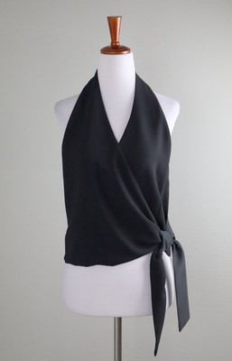 MARELLA Art 365 $199 Solid Blue True Wrap Crepe Sleeveless Top Size US 2