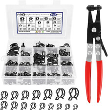 152Pcs 6-25Mm Spring Band Hose Clamps Assortment Kit with Hose Clamp Pliers, 16