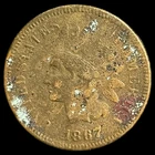 1867 Indian Head Cent - Antique United States of America 1c Penny Coin