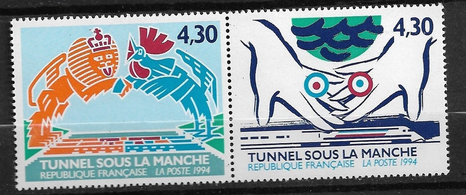 Timbre FRANCE Neuf** YT 2882 2883 MI 3025 3026 Tunnel sous la manche 1994 - Photo 1/1