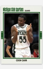 Coen Carr Novelty Basketball Card! Michigan State Spartans