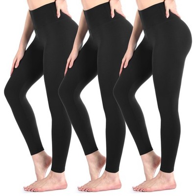 Sanpetix 3er Pack Leggings schwarz für Damen, hohe Taille butterweiche Leggings für