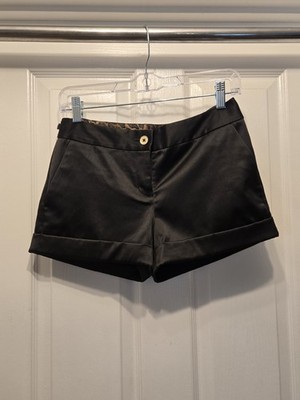 Vtg 2000s Express Design Studio Satin Cuffed Shorts Gold Equestrian Bits Size 0