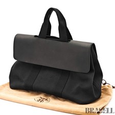 Borsa a mano in pelle HERMES Valparaiso MM Noir Toile Chevron【FeeFREE DI IMPO...