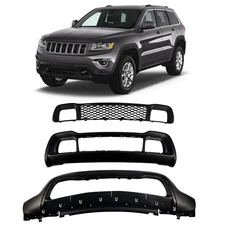 Front Bumper Cover Kit Black For 2014 2015 2016 Jeep Grand Cherokee