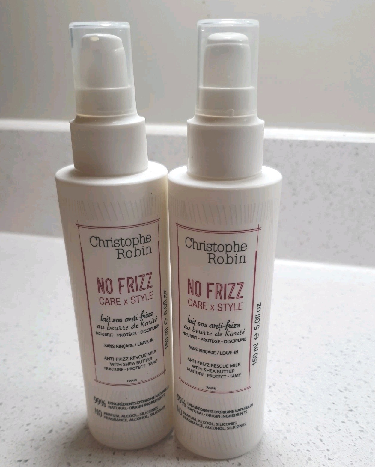 2 x Christophe Robin No Frizz Care & Style - Anti-Frizz rescue milk 150ml each