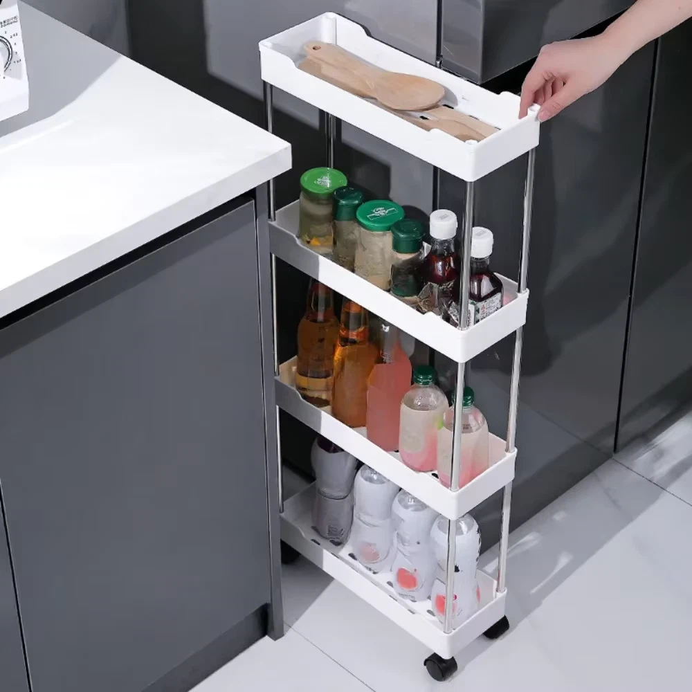 Slim 3/4 Tiers Kitchen Bathroom Trolley Storage Rack Cart Shelf Vegs Organizer