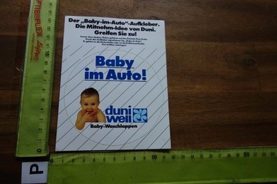 Alter Aufkleber Beschriftung Baby an Bord/dabei /fährt mit/im Auto DUNI WELL