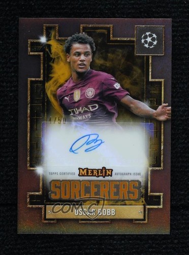 2024-25 Topps Merlin UEFA Club Competitions Gold Refractor 34/50 Oscar Bobb Auto