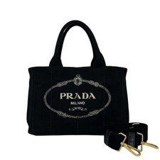 Prada Canapa Canvas 2Way Bag Women Black One Size