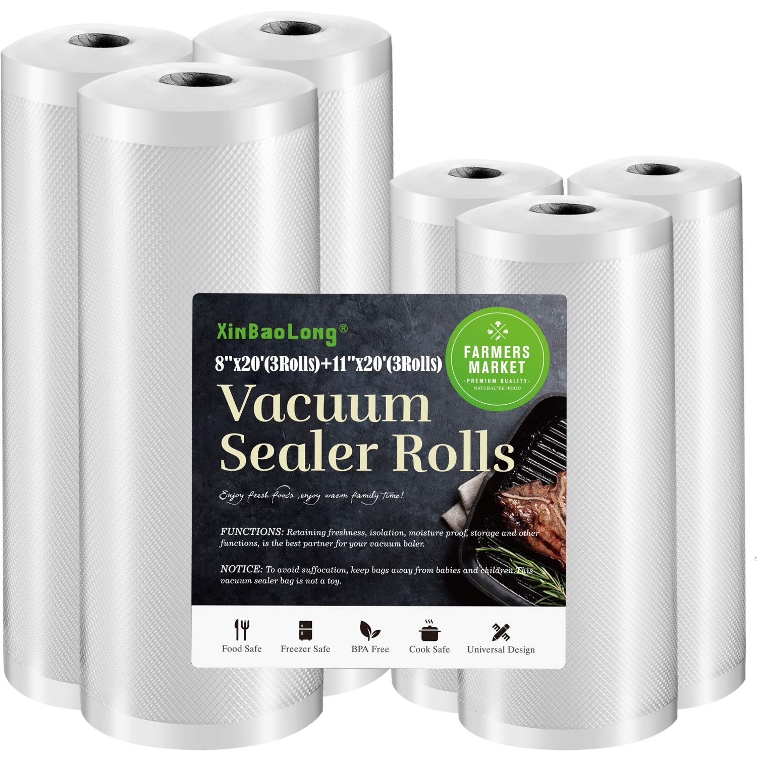 Vacuum Sealer Bags 6 Pack Commercial Grade Heavy Duty Food Storage