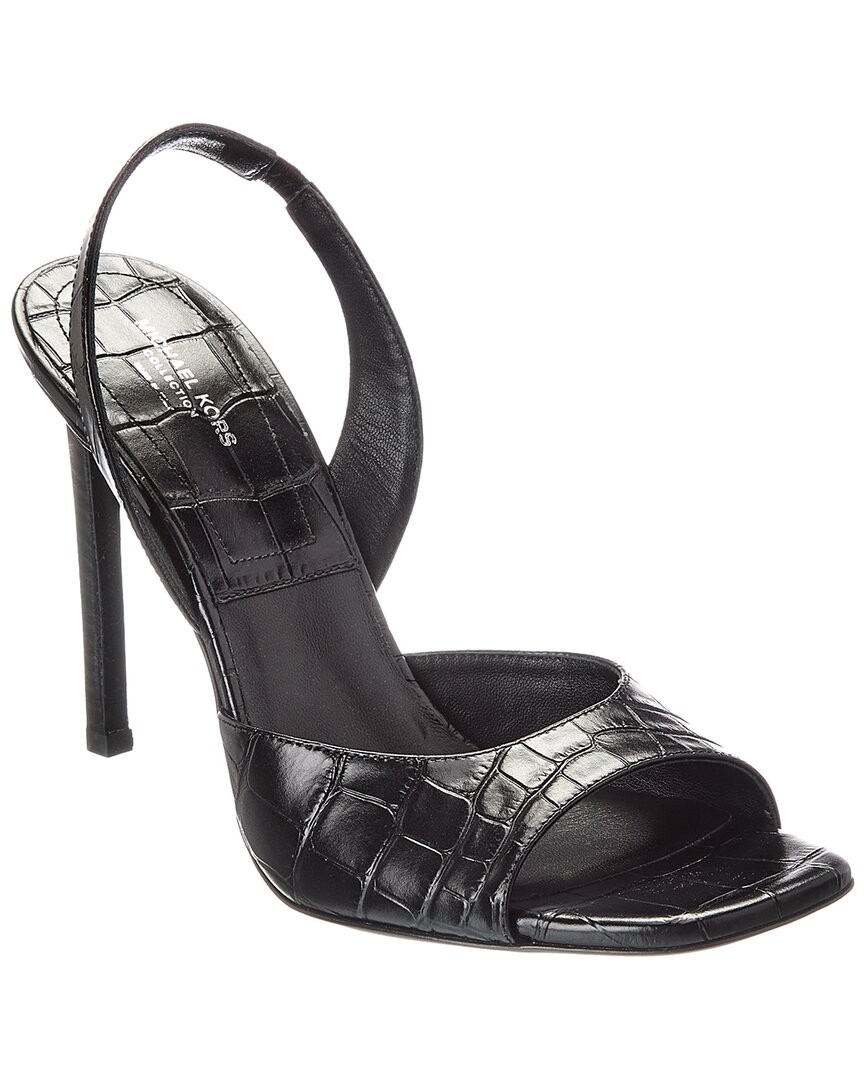 Michael Kors Collection Marisa Croc-Embossed Leather Slingback Sandal Women's