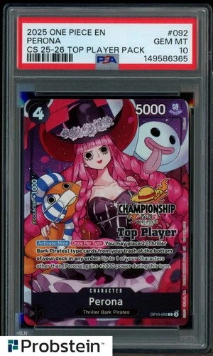 2025 ONE PIECE EN CS 25-26 TOP PLAYER CHAMPIONSHIP OP10-092 PERONA PSA 10